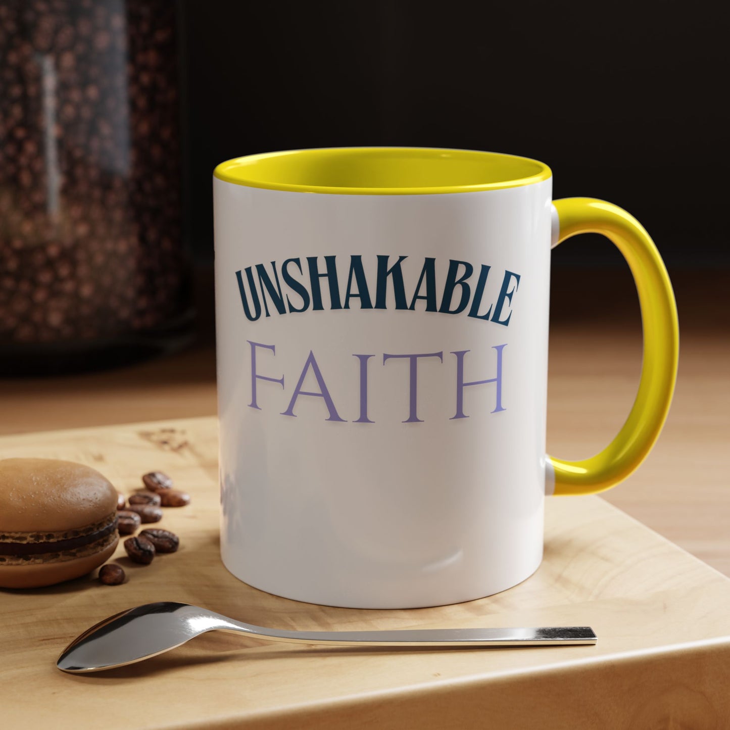Inspirational Coffee Mug for Faith Lovers, Daily Motivation Cup, Unshakable Faith Gift, Spiritual Java Mug, Perfect for Home or Office