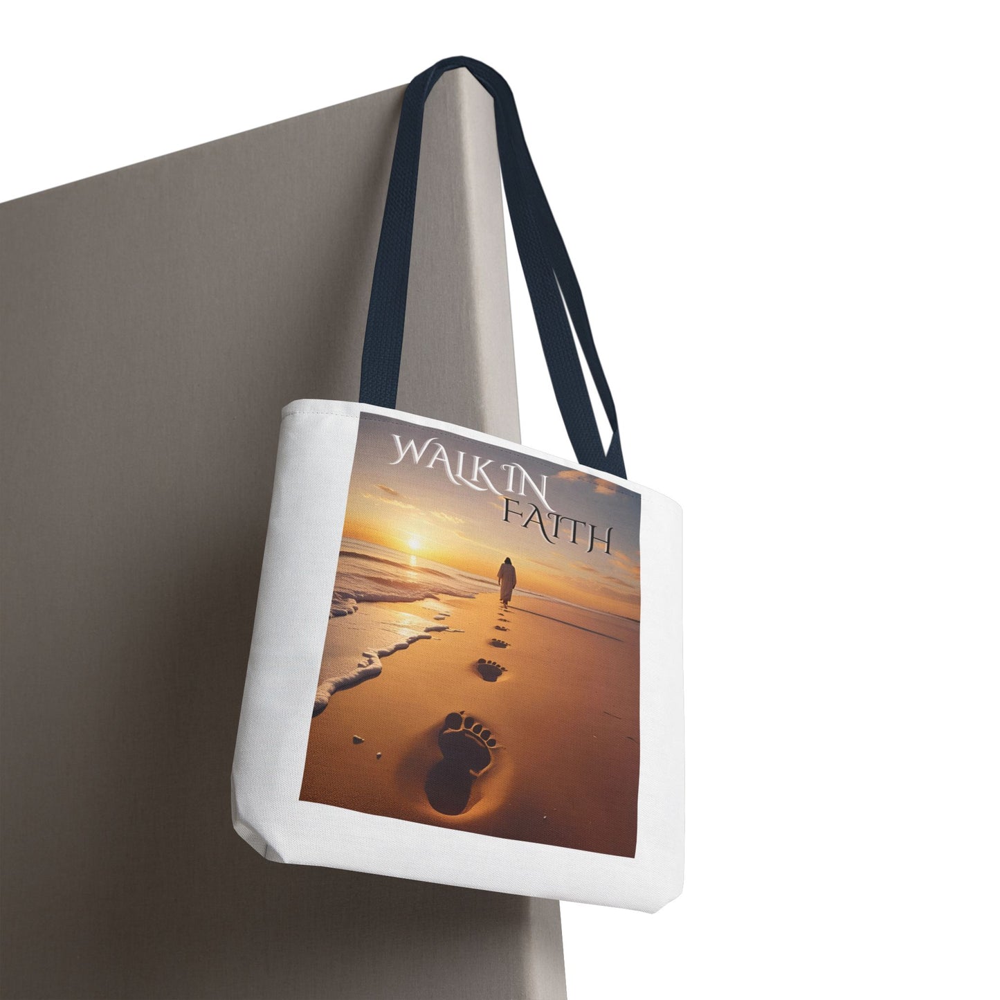 Inspirational Tote Bag with 'Walk in Faith' Design - Motivational Gift, Beach Bag, Travel Tote, Faith-Inspired Accessory, Spiritual Shopper