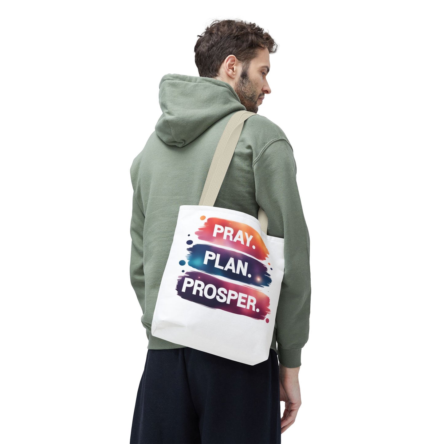 Inspirational Tote Bag - Pray Plan Prosper, Motivational Bag for Daily Use, Gift for Students, Teachers, and Friends