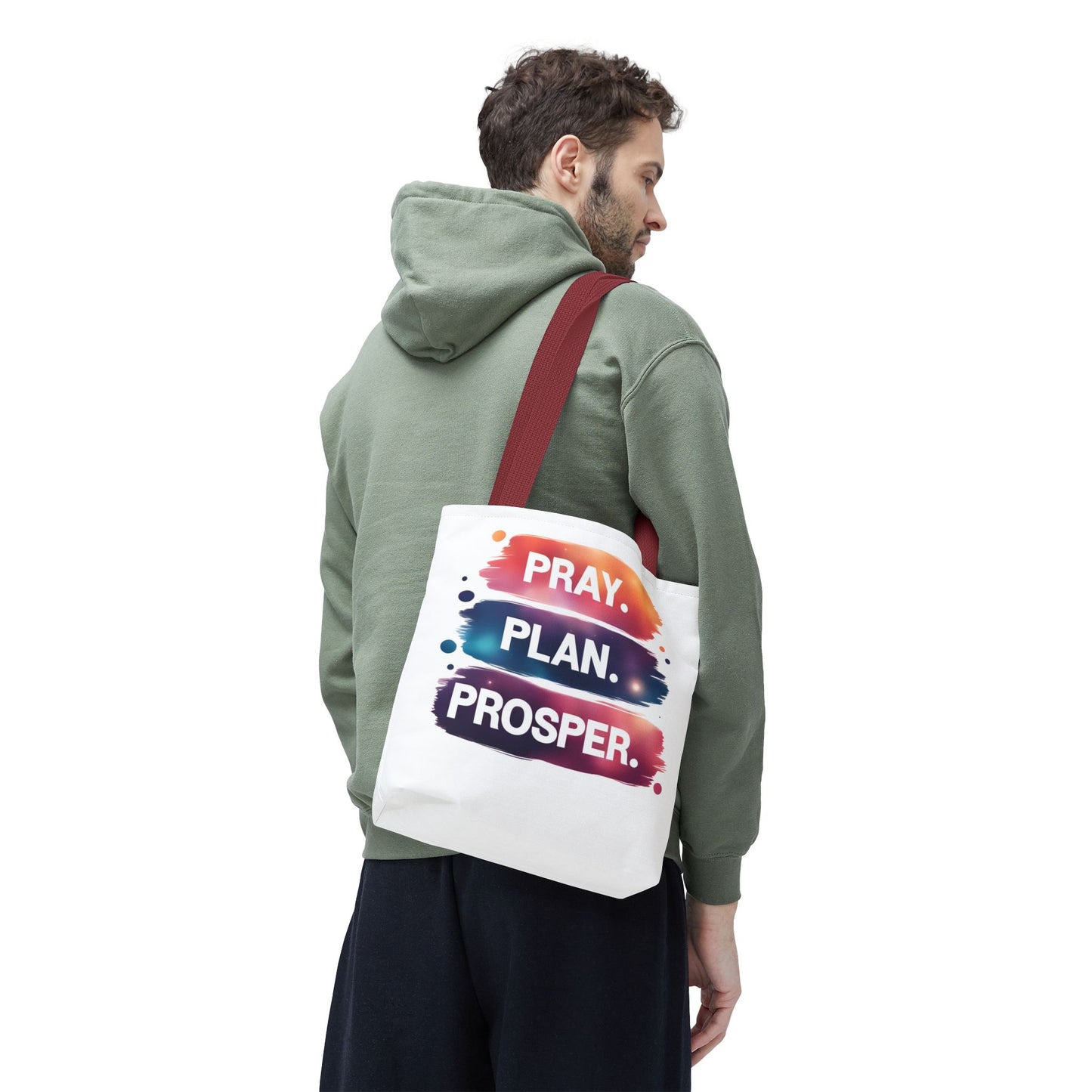 Inspirational Tote Bag - Pray Plan Prosper, Motivational Bag for Daily Use, Gift for Students, Teachers, and Friends