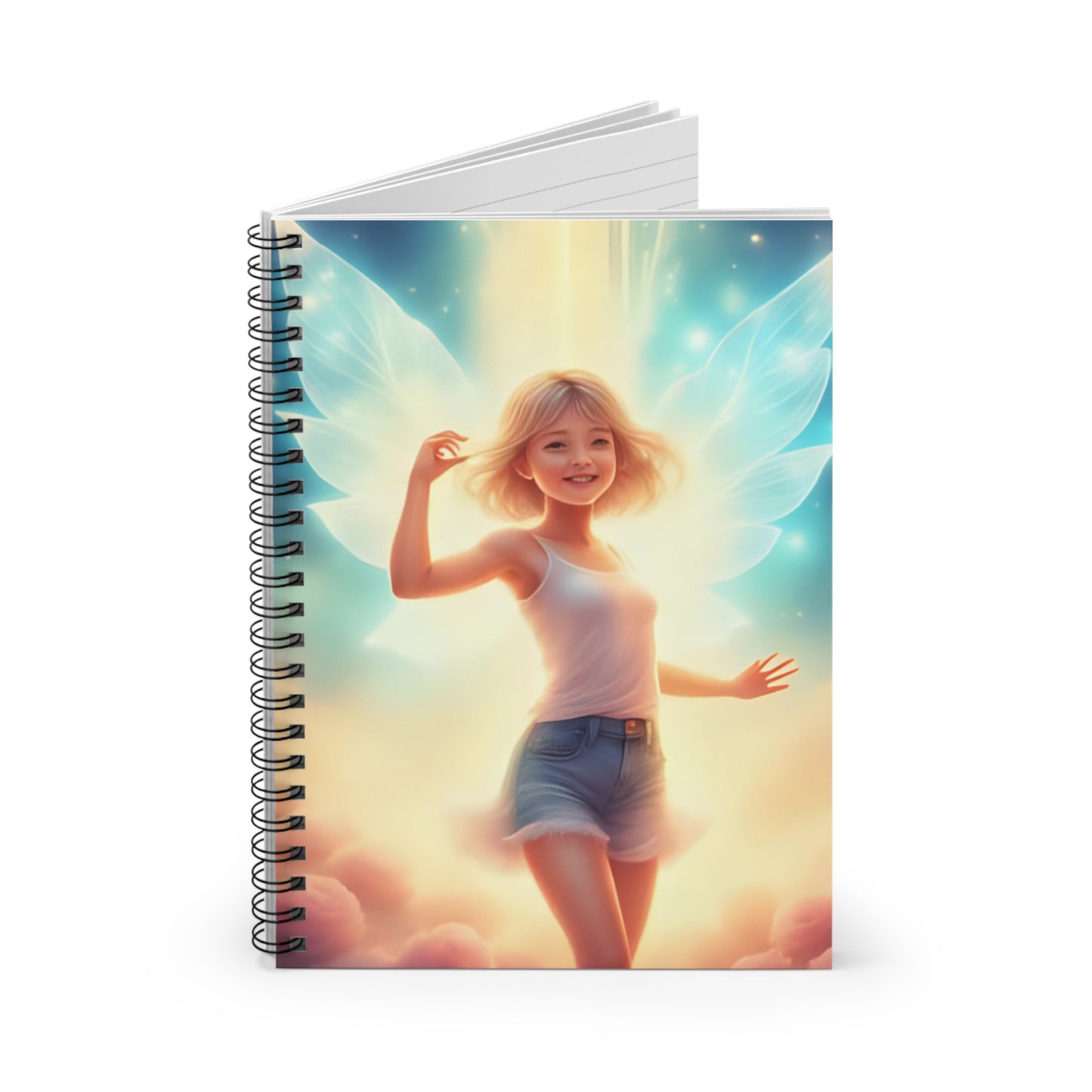 Whimsical Angel Spiral Notebook - Ruled Line, Cute Stationery, Inspirational Journal, Gift for Writers, Creative Notebook, Dreamy Design