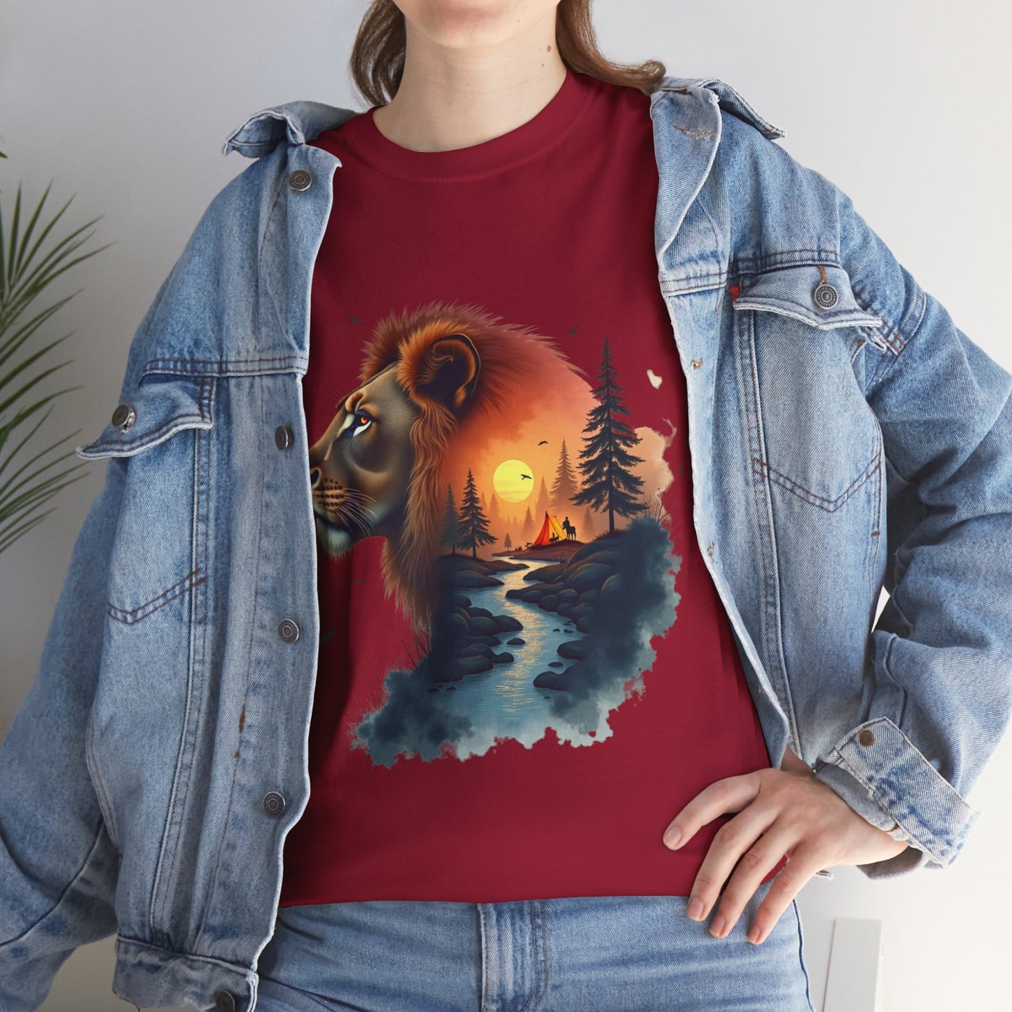 Lion Sunset Landscape T-Shirt — Wild Nature Graphic Tee