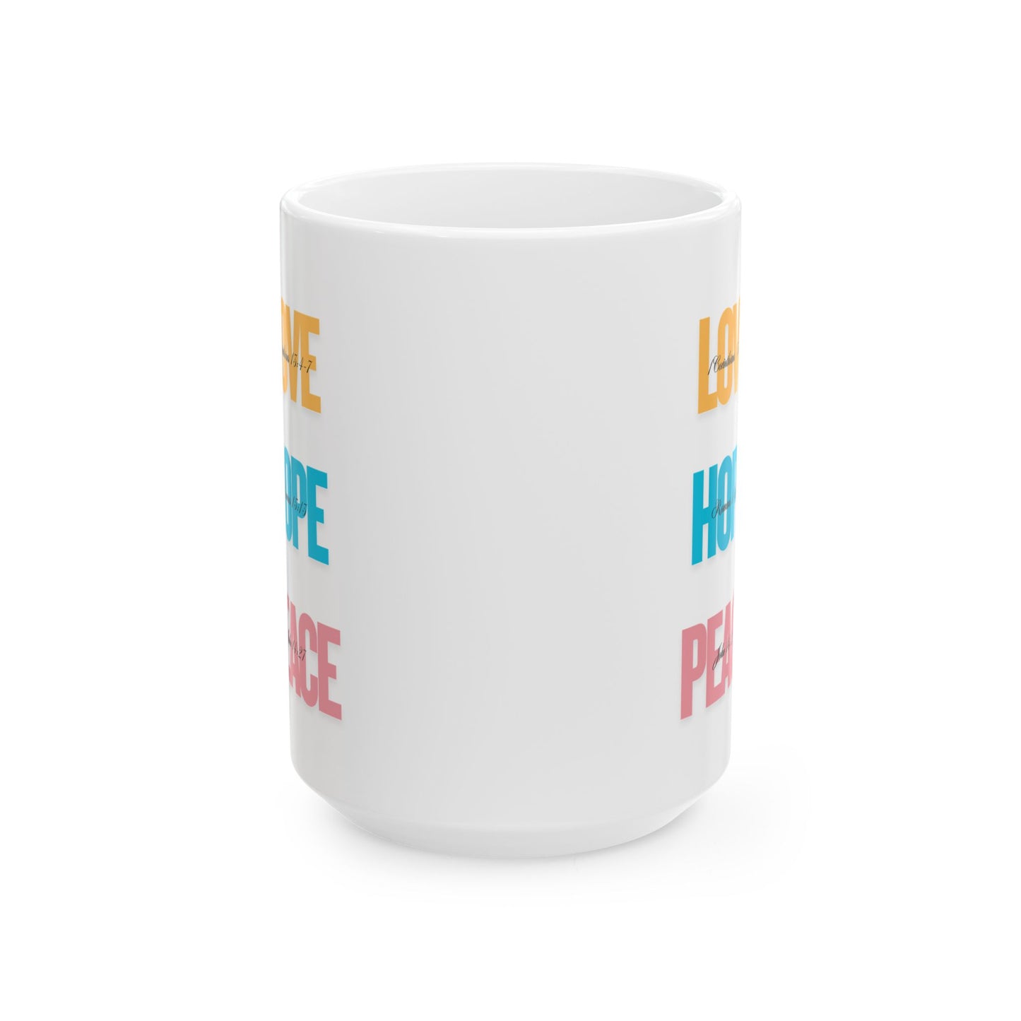 Inspirational Ceramic Mug - Hope, Love, Peace - Motivational Gift for Friends, Family, Coffee Lovers, Self-Care, Affirmation