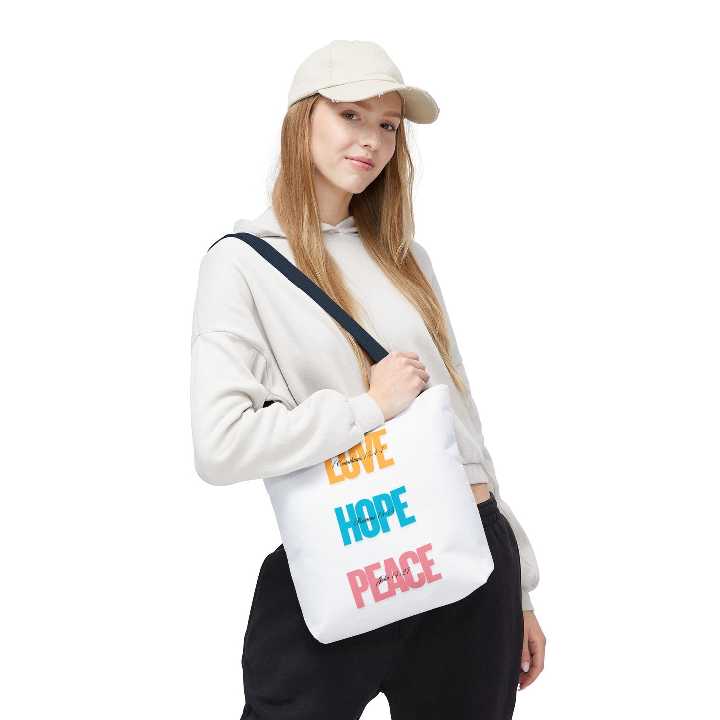 Inspirational Tote Bag - Love, Hope, Peace | Eco-Friendly Shopping, Gift for Friends, Summer Beach, Everyday Carry