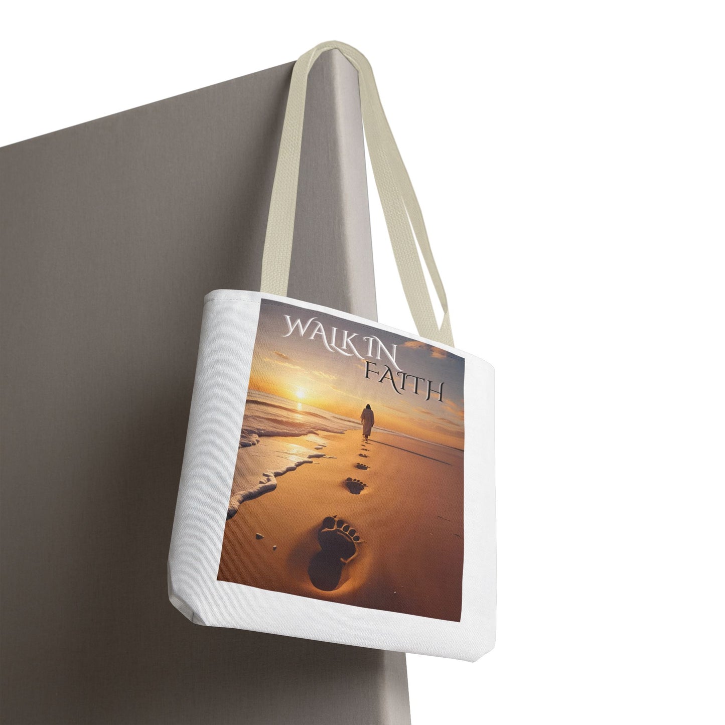 Inspirational Tote Bag with 'Walk in Faith' Design - Motivational Gift, Beach Bag, Travel Tote, Faith-Inspired Accessory, Spiritual Shopper