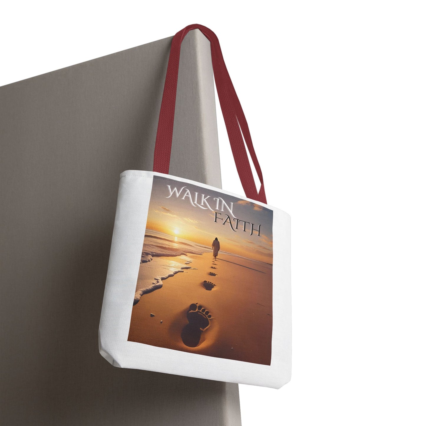 Inspirational Tote Bag with 'Walk in Faith' Design - Motivational Gift, Beach Bag, Travel Tote, Faith-Inspired Accessory, Spiritual Shopper