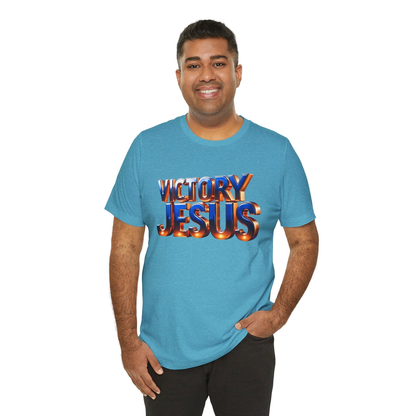 Victory Jesus Unisex Jersey Tee, Faith T-Shirt, Christian Apparel, Inspirational Gift, Spiritual Tee, Religious Style