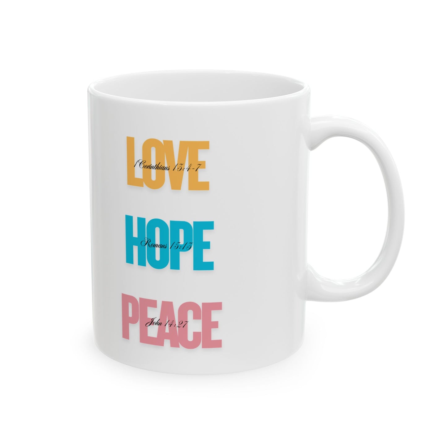 Inspirational Ceramic Mug - Hope, Love, Peace - Motivational Gift for Friends, Family, Coffee Lovers, Self-Care, Affirmation