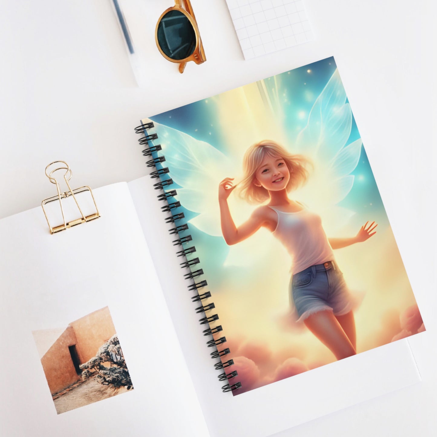 Whimsical Angel Spiral Notebook - Ruled Line, Cute Stationery, Inspirational Journal, Gift for Writers, Creative Notebook, Dreamy Design