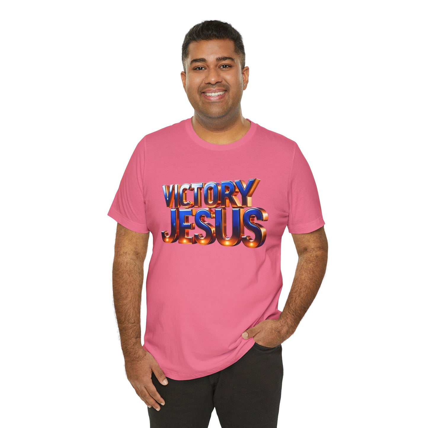 Victory Jesus Unisex Jersey Tee, Faith T-Shirt, Christian Apparel, Inspirational Gift, Spiritual Tee, Religious Style