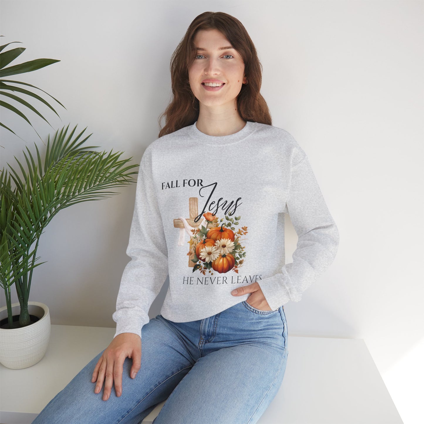 Fall for Jesus Sweatshirt, Christian Apparel, Autumn Sweatshirt, Inspirational Gift, Religious Crewneck, Cozy Fall Fashion