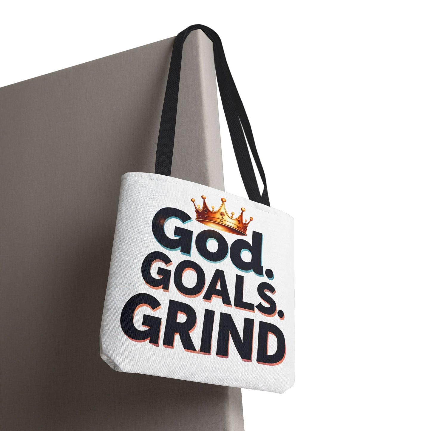 Motivational Tote Bag - God Goals Grind, Inspirational Gift, Gym Bag, Everyday Carry, Mindset Tote