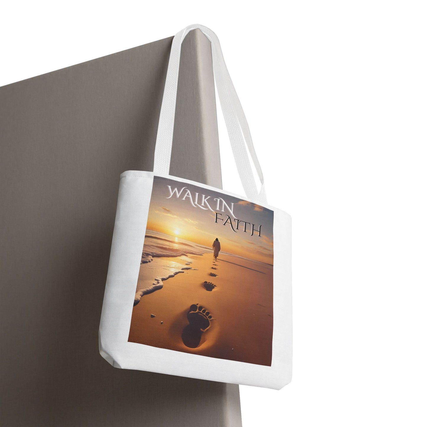Inspirational Tote Bag with 'Walk in Faith' Design - Motivational Gift, Beach Bag, Travel Tote, Faith-Inspired Accessory, Spiritual Shopper