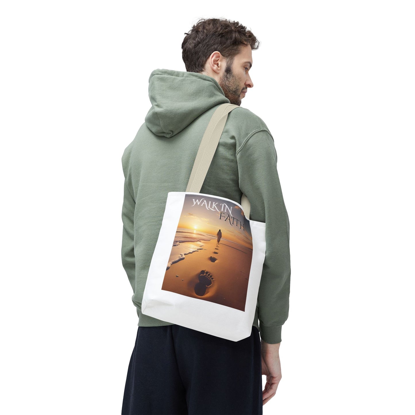Inspirational Tote Bag with 'Walk in Faith' Design - Motivational Gift, Beach Bag, Travel Tote, Faith-Inspired Accessory, Spiritual Shopper