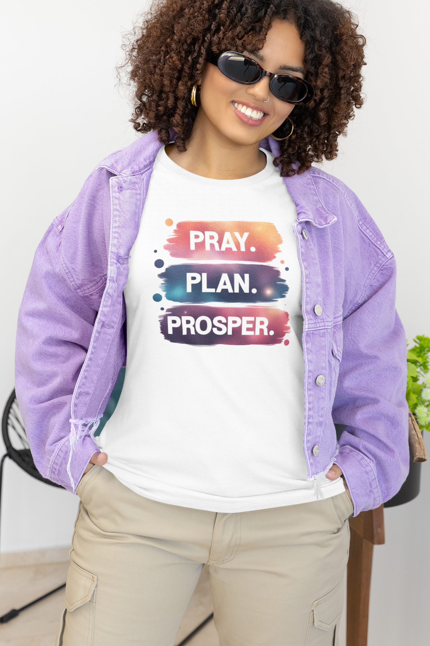 Inspirational Short Sleeve Tee - Pray Plan Prosper, Motivational Shirt, Gift for Dreamers, Casual Wear, Inspirational Apparel