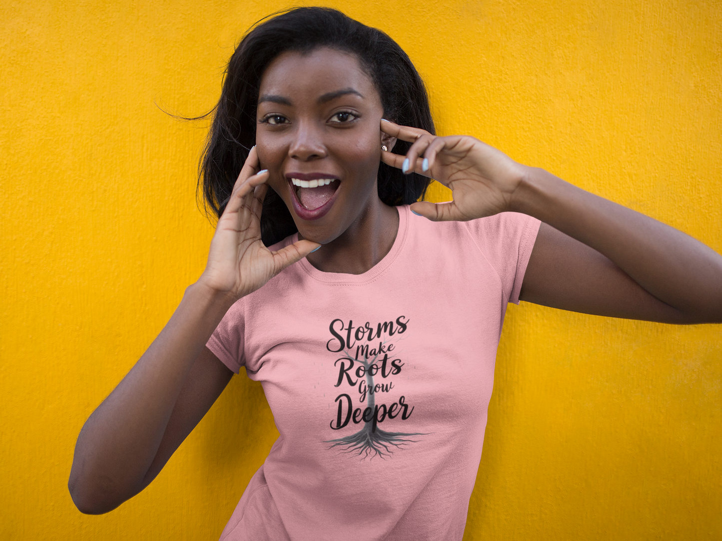 Unisex Inspirational Tee - "Storms Make Roots Grow Deeper" | Motivational Shirt, Nature Lover Gift, Casual Wear, Self-Care Reminder
