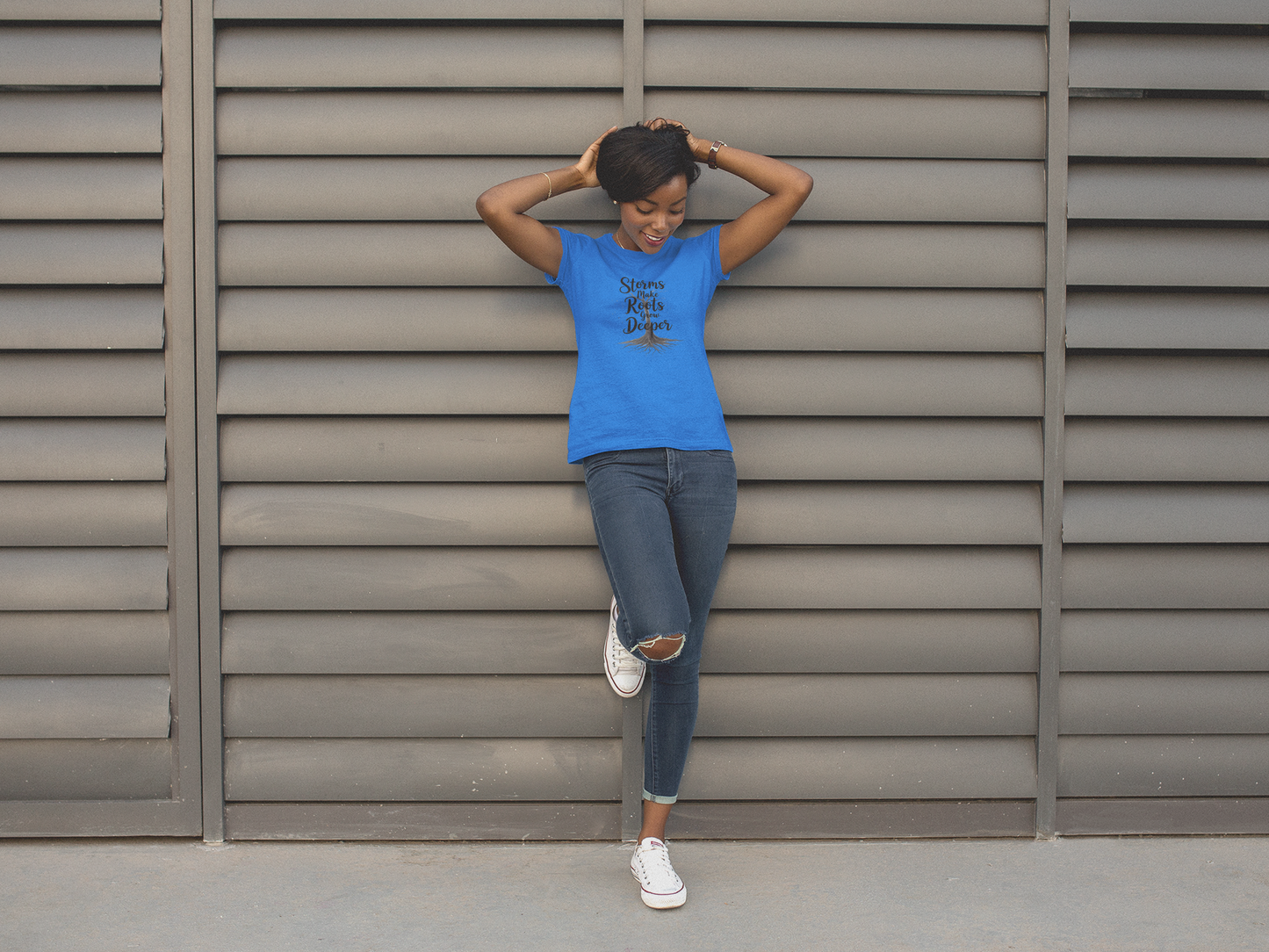 Unisex Inspirational Tee - "Storms Make Roots Grow Deeper" | Motivational Shirt, Nature Lover Gift, Casual Wear, Self-Care Reminder