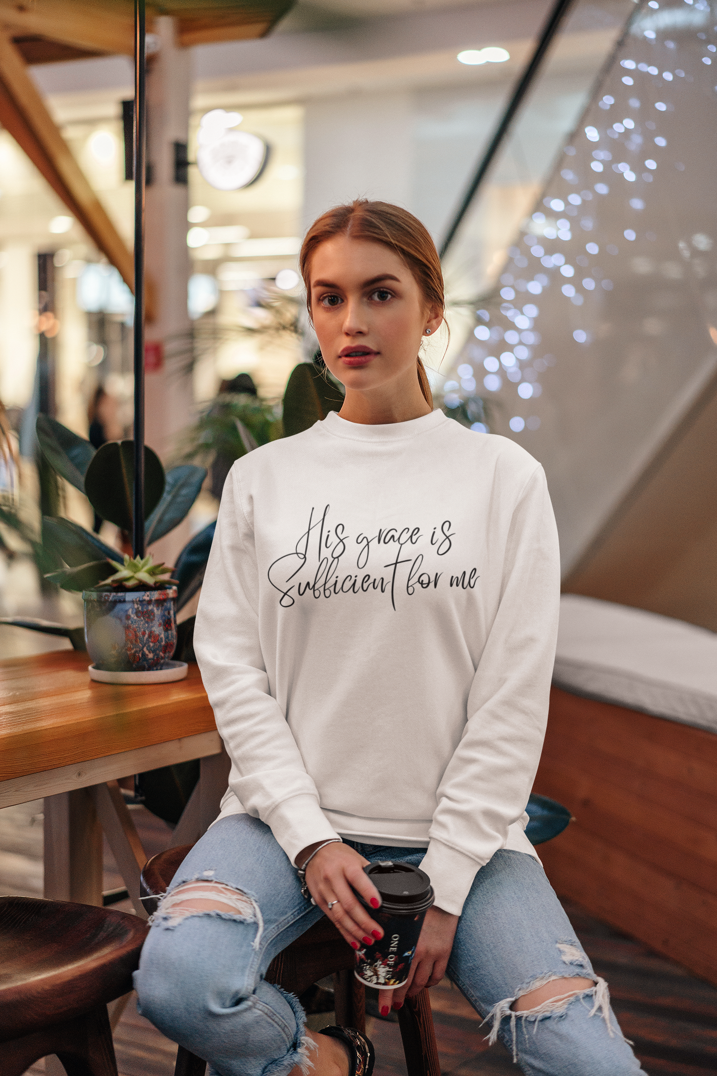 Inspirational Crewneck Sweatshirt, His Grace is Sufficient for Me, Cozy Gift, Faith Apparel, Comfortable Fashion, Everyday Wear