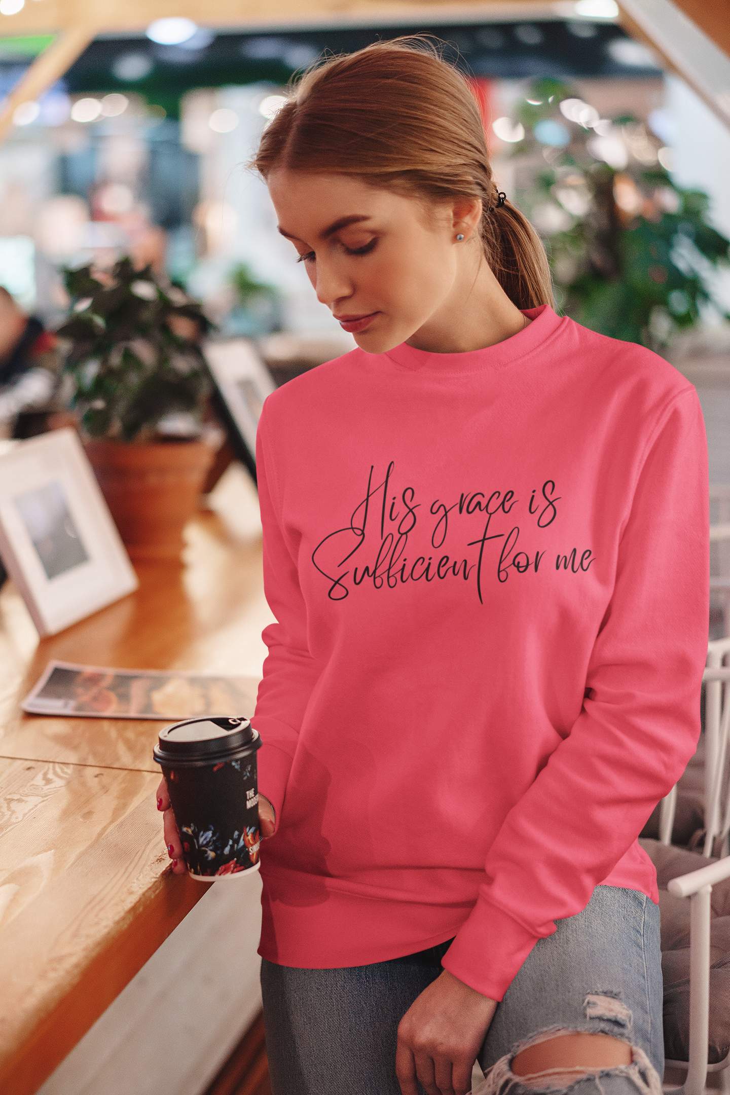 Inspirational Crewneck Sweatshirt, His Grace is Sufficient for Me, Cozy Gift, Faith Apparel, Comfortable Fashion, Everyday Wear