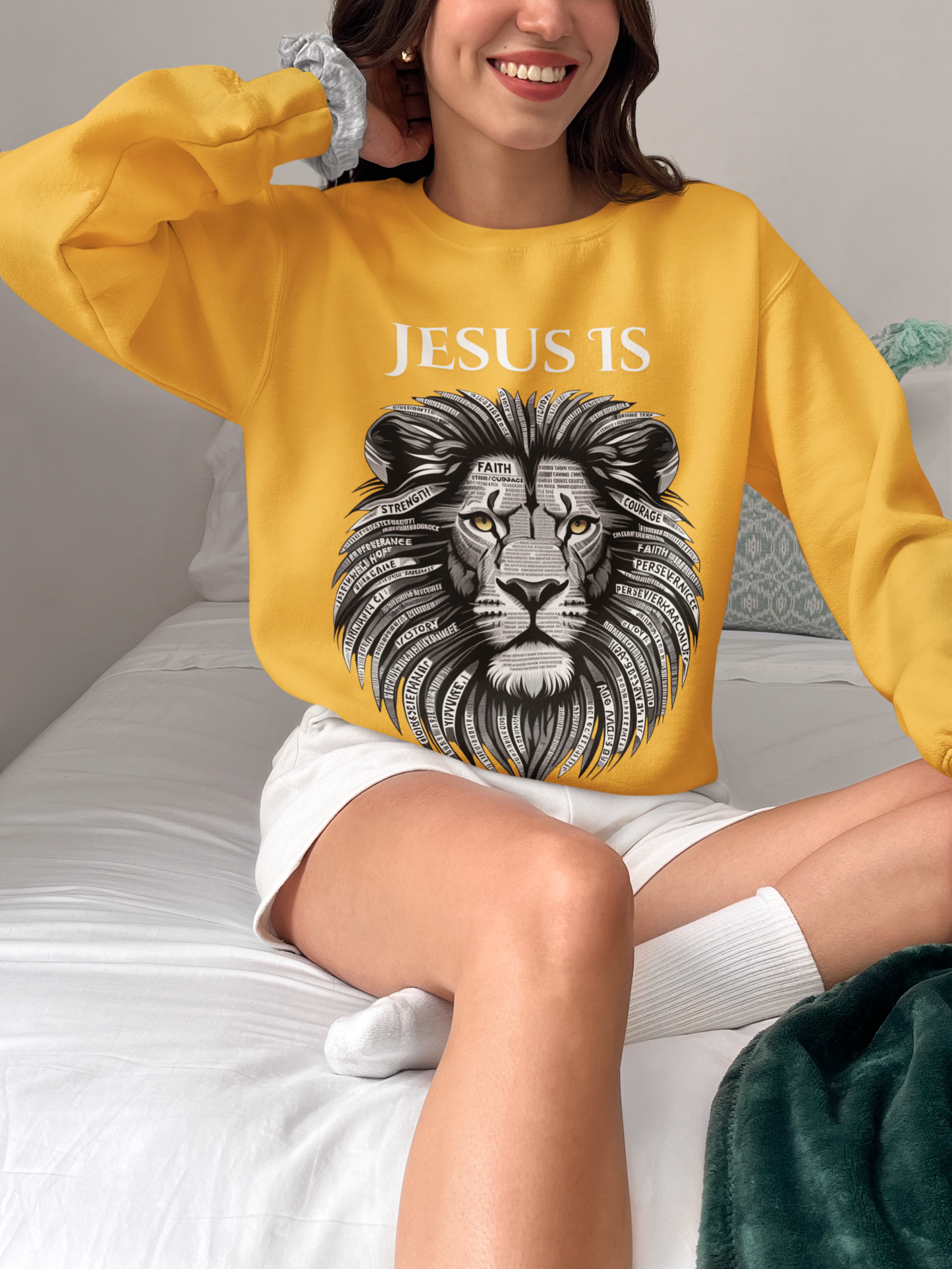 Roaring Faith Crewneck Sweatshirt - Inspiring Lion Design, Unisex Casual Wear, Christian Apparel, Perfect for Gifts, Church Events