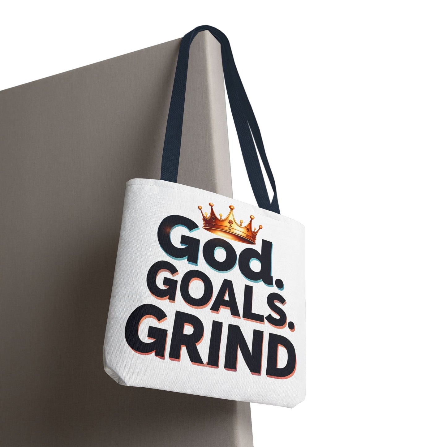 Motivational Tote Bag - God Goals Grind, Inspirational Gift, Gym Bag, Everyday Carry, Mindset Tote