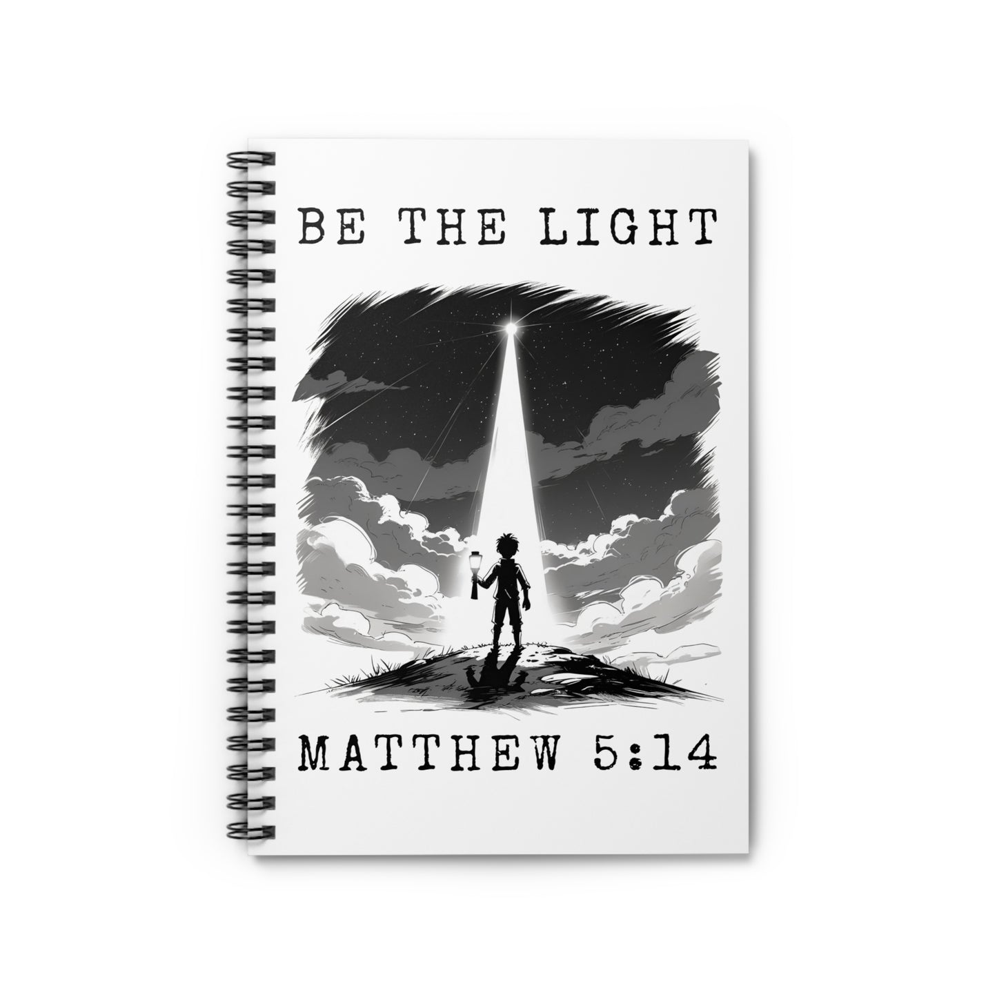 Inspirational Spiral Notebook - Be the Light, Journal for Reflection, Christian Gift, Motivational Quotes, Religious Writing