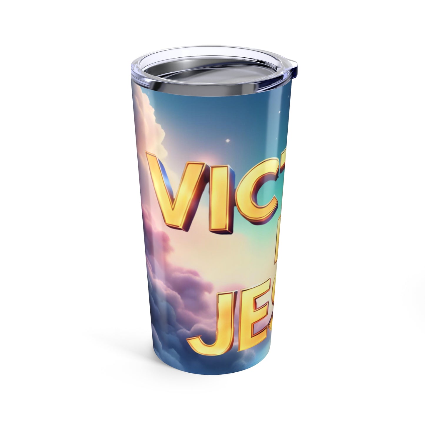 Inspirational Victory in Jesus Tumbler 20oz, Motivational Mug, Doctor Gift, Relaxing Drinkware, Perfect for Celebrations