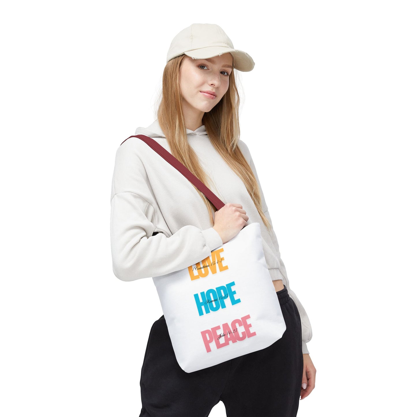 Inspirational Tote Bag - Love, Hope, Peace | Eco-Friendly Shopping, Gift for Friends, Summer Beach, Everyday Carry