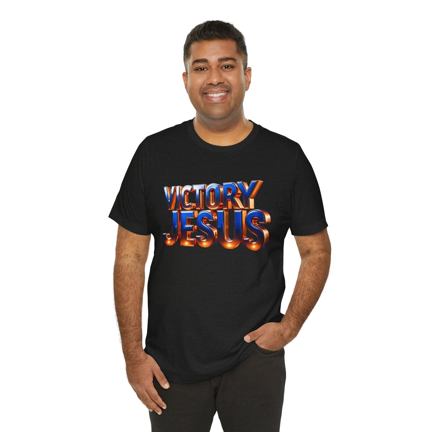 Victory Jesus Unisex Jersey Tee, Faith T-Shirt, Christian Apparel, Inspirational Gift, Spiritual Tee, Religious Style
