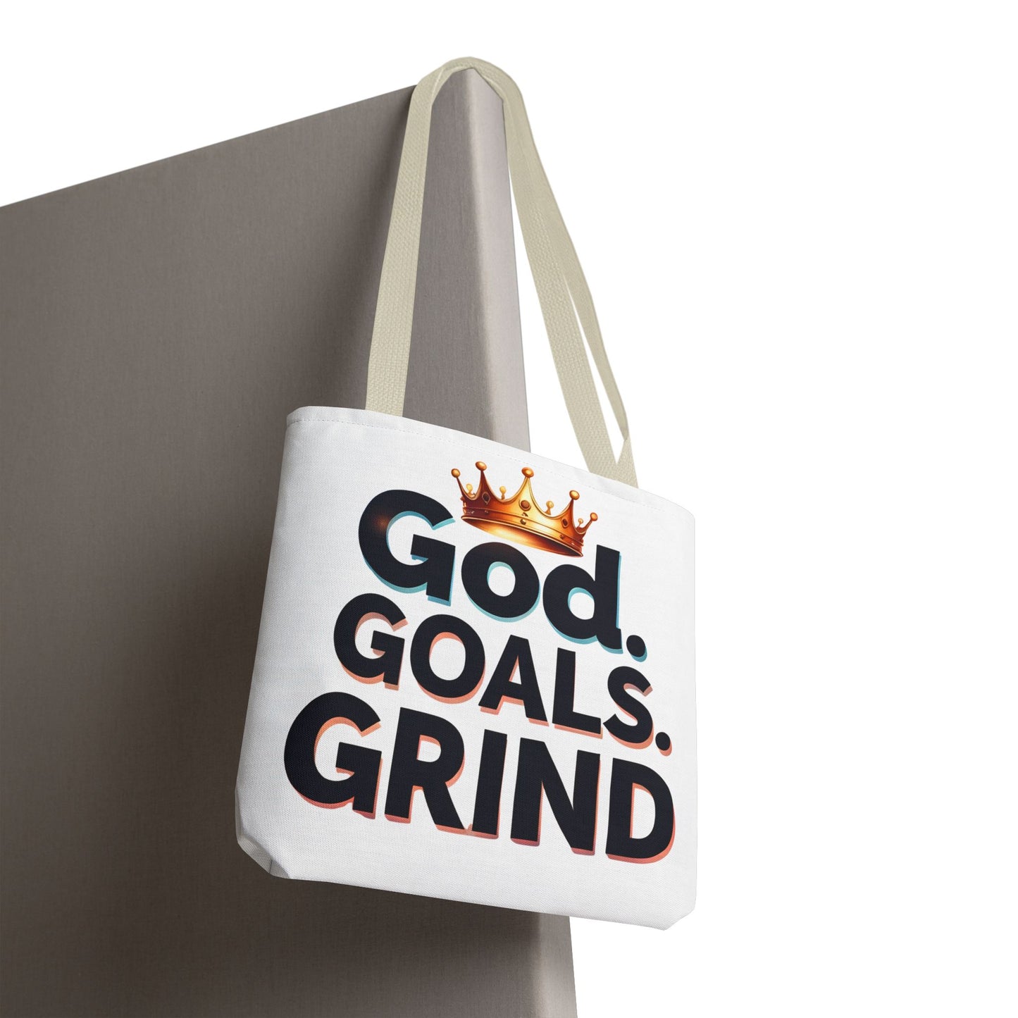 Motivational Tote Bag - God Goals Grind, Inspirational Gift, Gym Bag, Everyday Carry, Mindset Tote