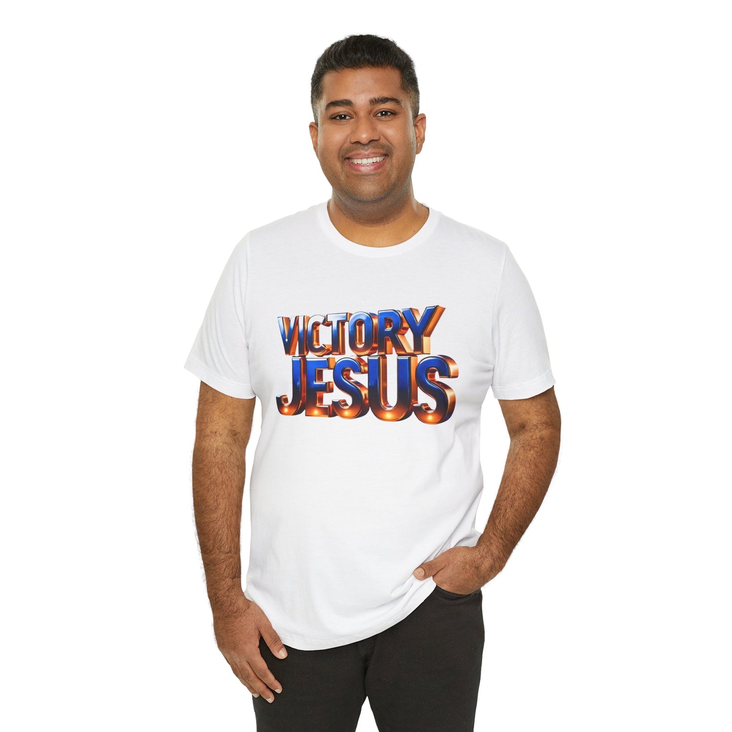 Victory Jesus Unisex Jersey Tee, Faith T-Shirt, Christian Apparel, Inspirational Gift, Spiritual Tee, Religious Style