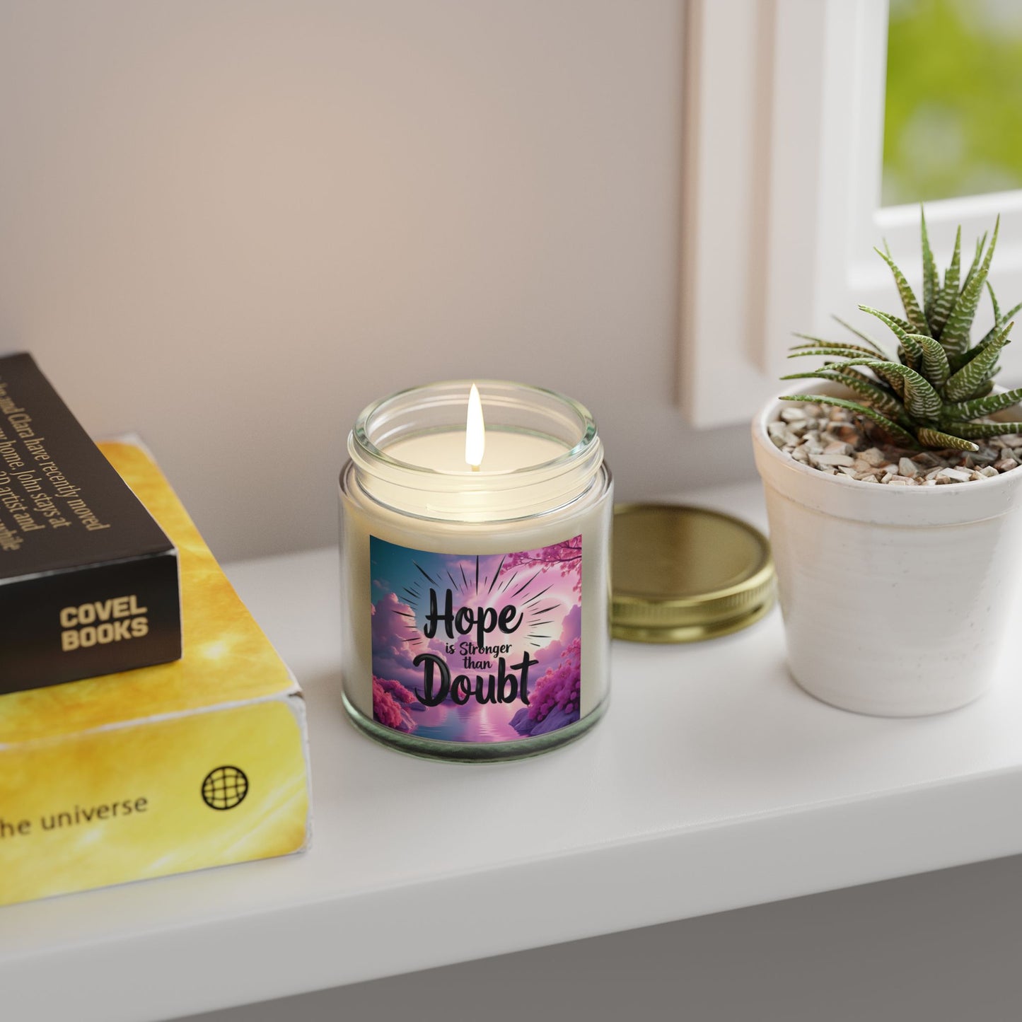 Hope Candle - Scented Coconut Apricot Wax | Motivational Home Decor, Gift for Wellness, Self-Care, Relaxation, Inspirational Gift
