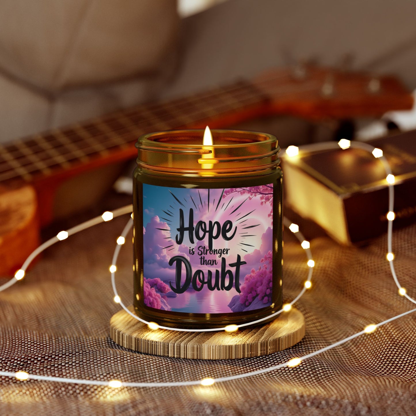 Hope Candle - Scented Coconut Apricot Wax | Motivational Home Decor, Gift for Wellness, Self-Care, Relaxation, Inspirational Gift