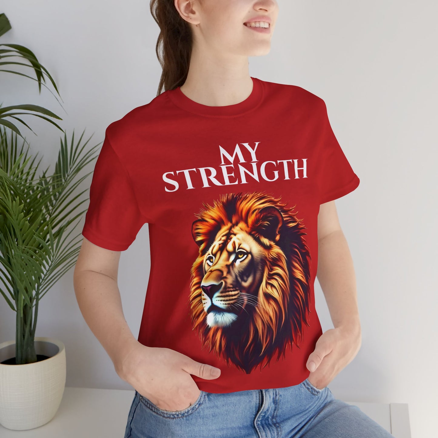 Empowering Lion Graphic Tee, Unisex Strength T-Shirt, Motivational Apparel, Gift for Him/Her, Inspirational Short Sleeve Shirt