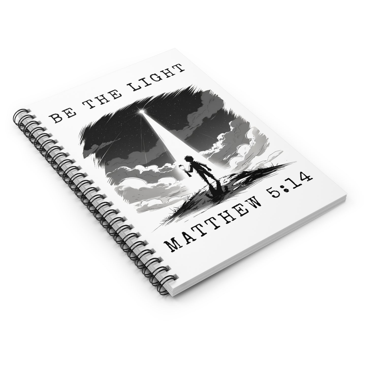 Inspirational Spiral Notebook - Be the Light, Journal for Reflection, Christian Gift, Motivational Quotes, Religious Writing