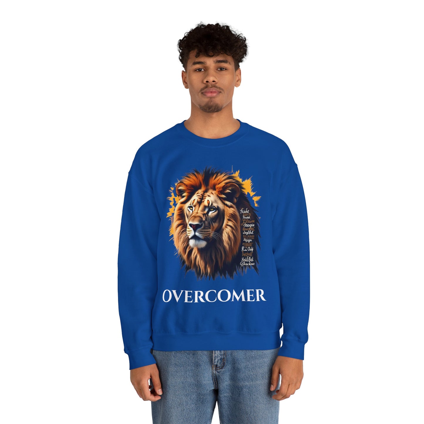 Lion Overcomer Sweatshirt - Inspirational Gift, Unisex Crewneck, Motivational Fashion, Casual Wear, Cozy Layering