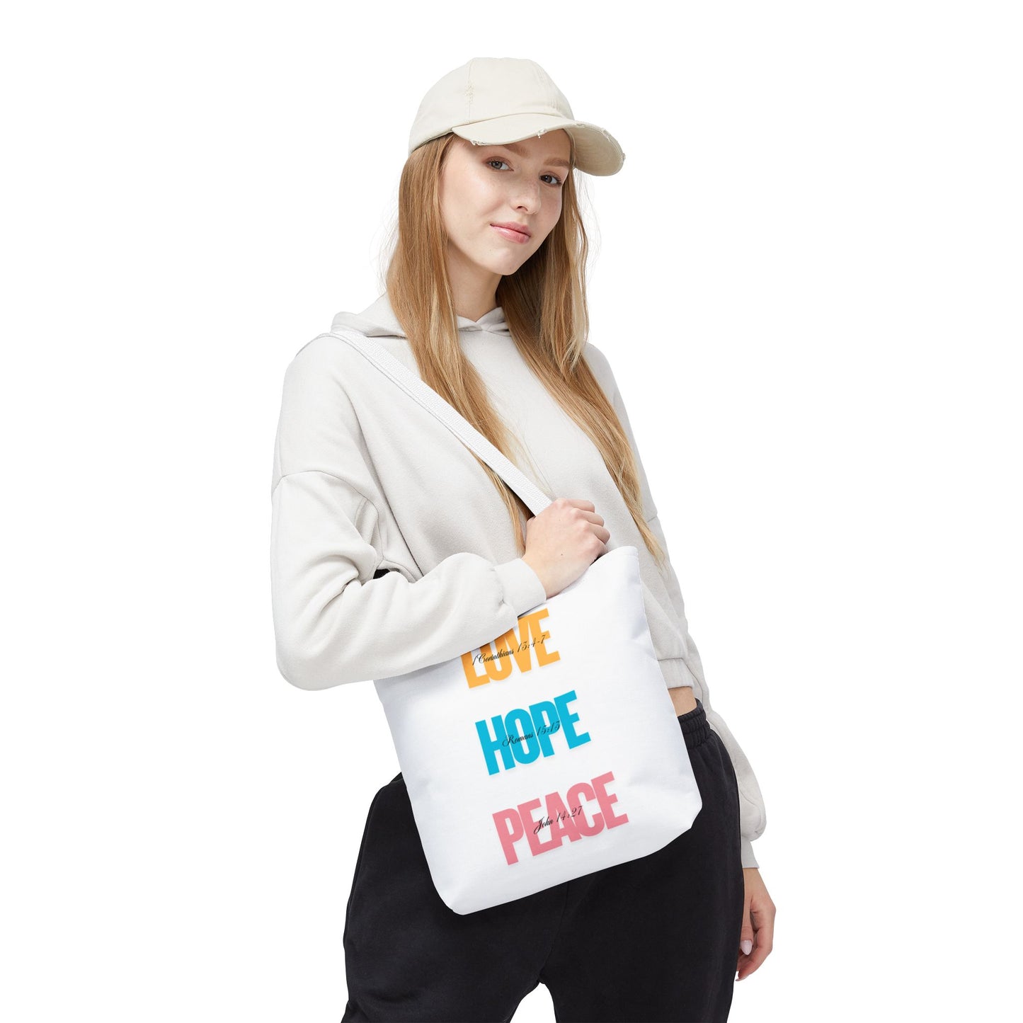 Inspirational Tote Bag - Love, Hope, Peace | Eco-Friendly Shopping, Gift for Friends, Summer Beach, Everyday Carry