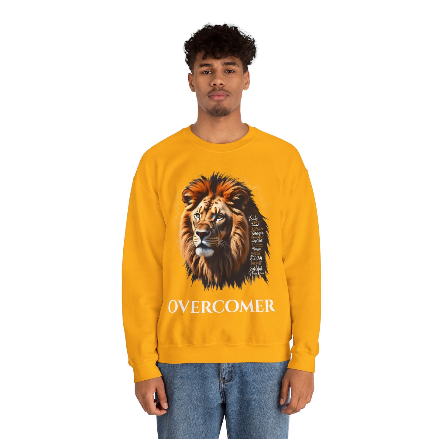 Lion Overcomer Sweatshirt - Inspirational Gift, Unisex Crewneck, Motivational Fashion, Casual Wear, Cozy Layering