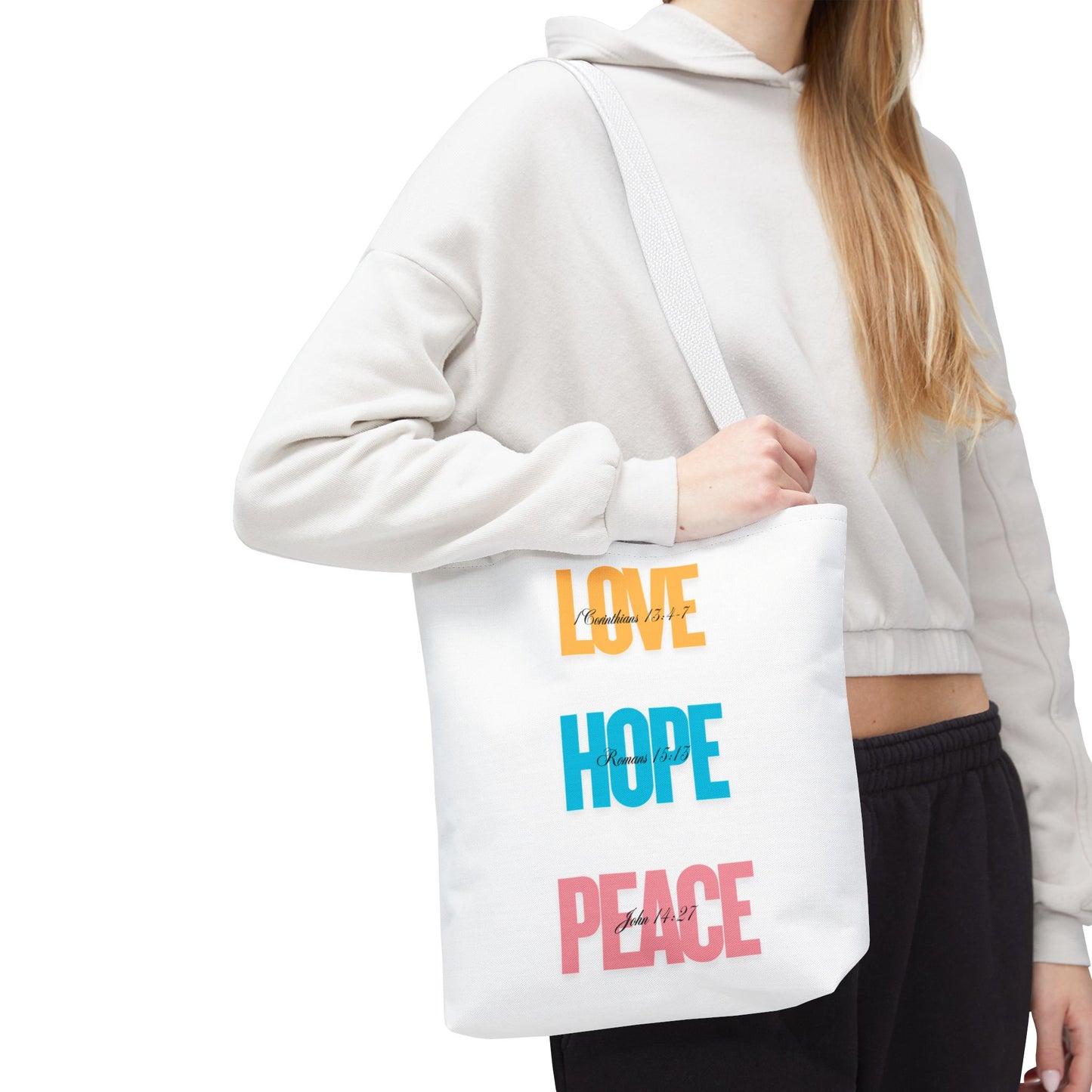 Inspirational Tote Bag - Love, Hope, Peace | Eco-Friendly Shopping, Gift for Friends, Summer Beach, Everyday Carry