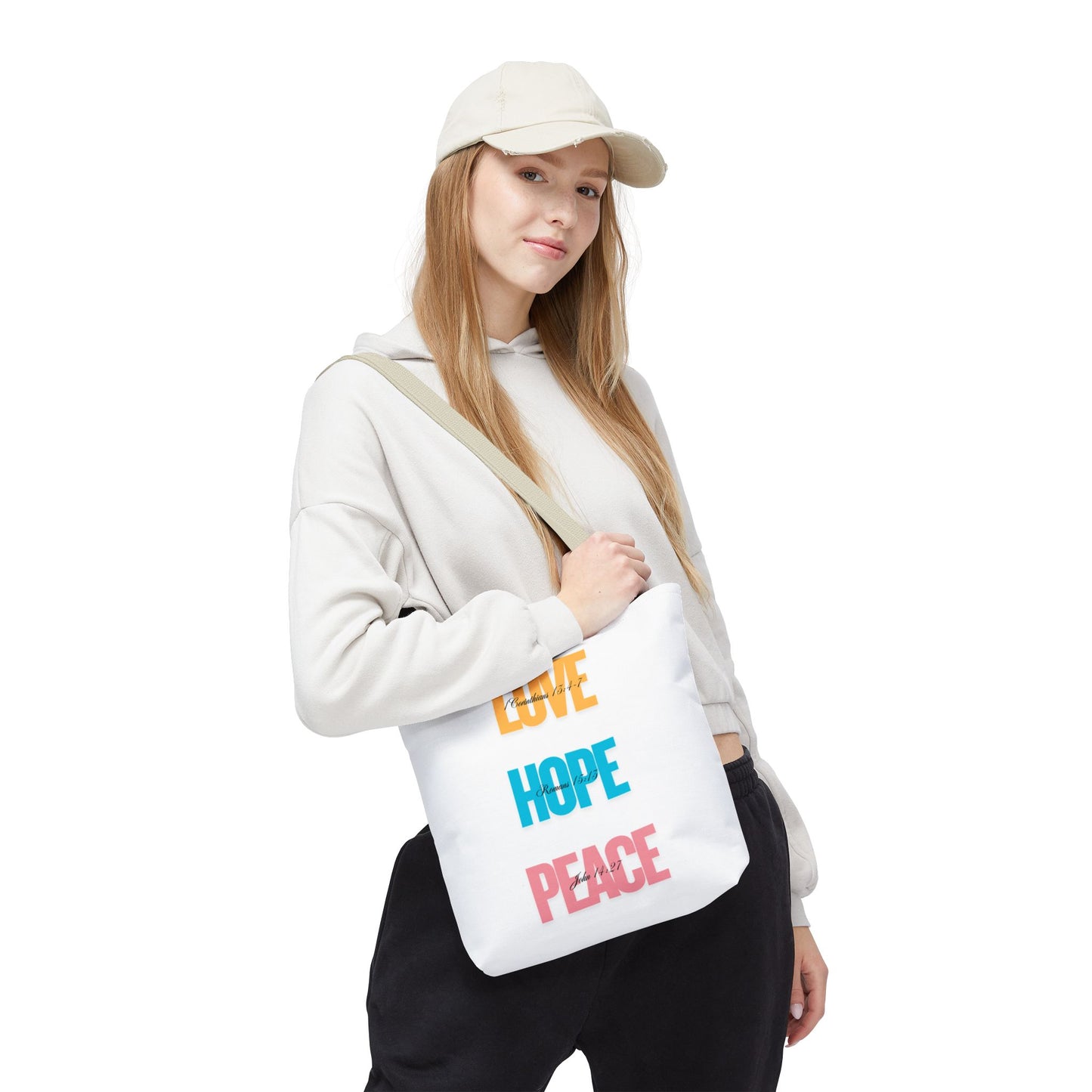 Inspirational Tote Bag - Love, Hope, Peace | Eco-Friendly Shopping, Gift for Friends, Summer Beach, Everyday Carry
