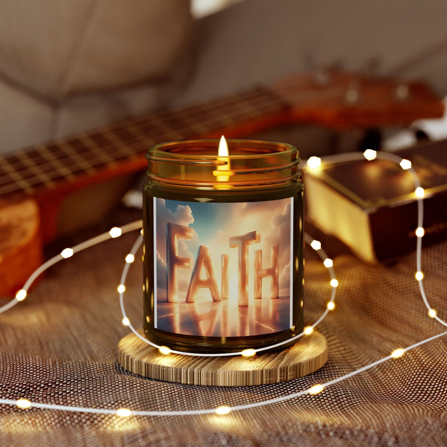 Faith Scented Candles - Coconut Apricot Wax (4oz, 9oz) | Relaxing Candles for Home, Inspirational Gifts, Aromatherapy, Meditation, Self-Care