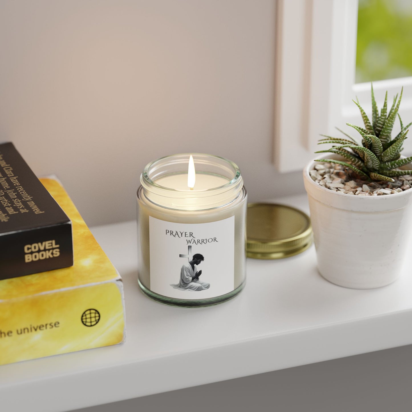 Prayer Warrior Scented Candle - Coconut Apricot Wax, Inspirational Gift, Home Fragrance, Meditation Decor, Spiritual Self-Care, Relaxation