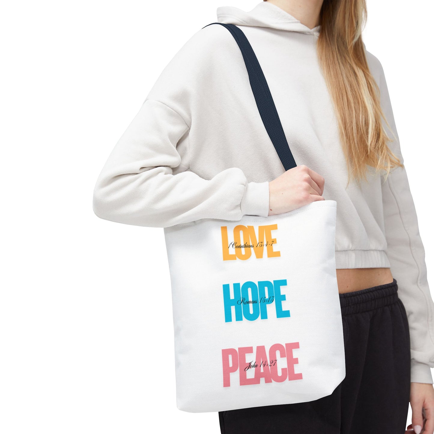Inspirational Tote Bag - Love, Hope, Peace | Eco-Friendly Shopping, Gift for Friends, Summer Beach, Everyday Carry