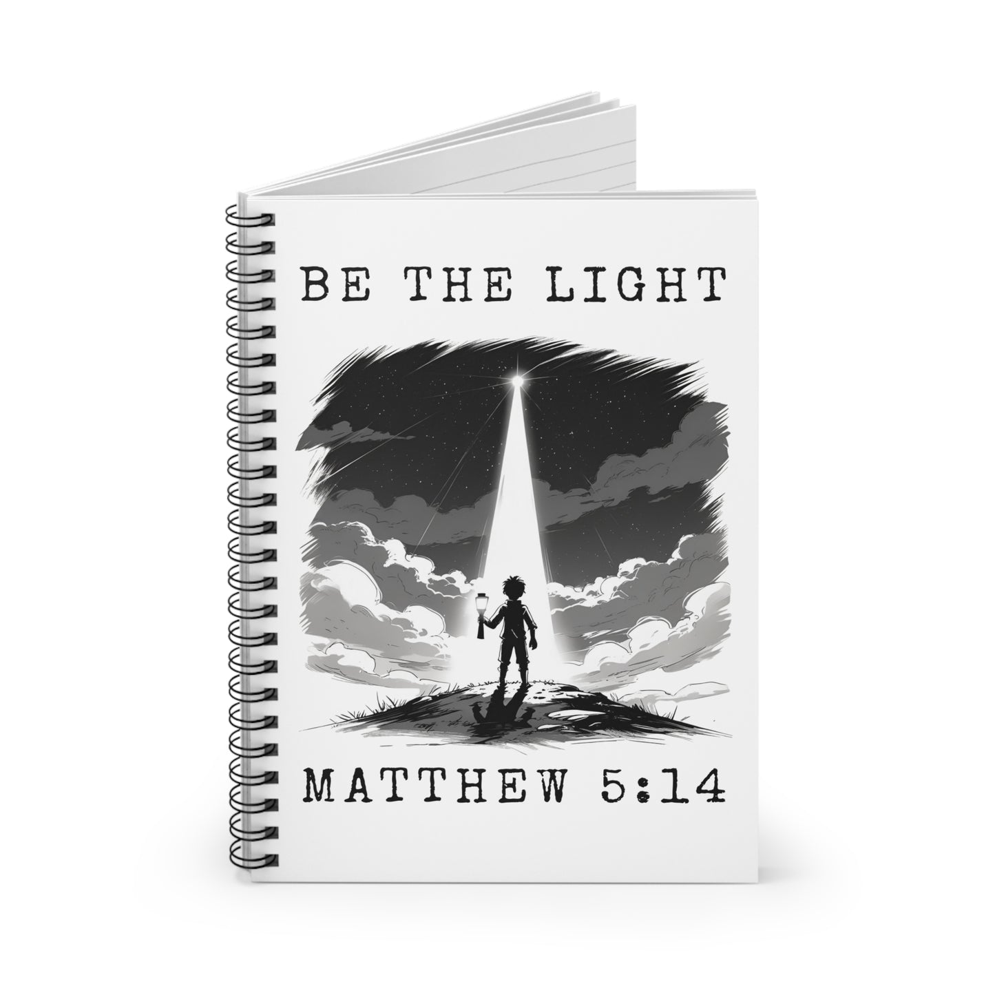 Inspirational Spiral Notebook - Be the Light, Journal for Reflection, Christian Gift, Motivational Quotes, Religious Writing