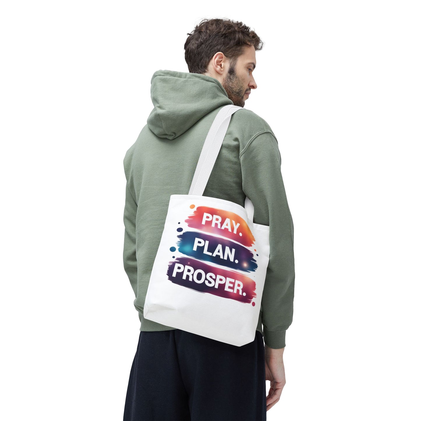Inspirational Tote Bag - Pray Plan Prosper, Motivational Bag for Daily Use, Gift for Students, Teachers, and Friends