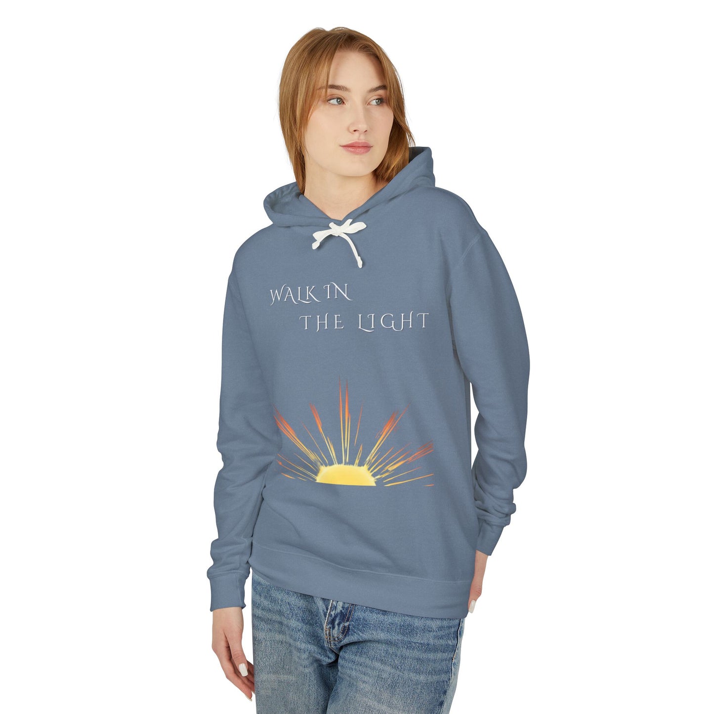Lightweight Inspirational Hooded Sweatshirt, Motivational Gift, Cozy Autumn Layer, Unisex Casual Wear, Walk in the Light Sweatshirt