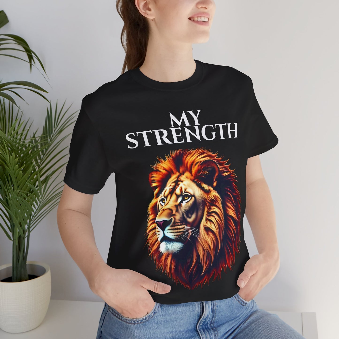 Empowering Lion Graphic Tee, Unisex Strength T-Shirt, Motivational Apparel, Gift for Him/Her, Inspirational Short Sleeve Shirt