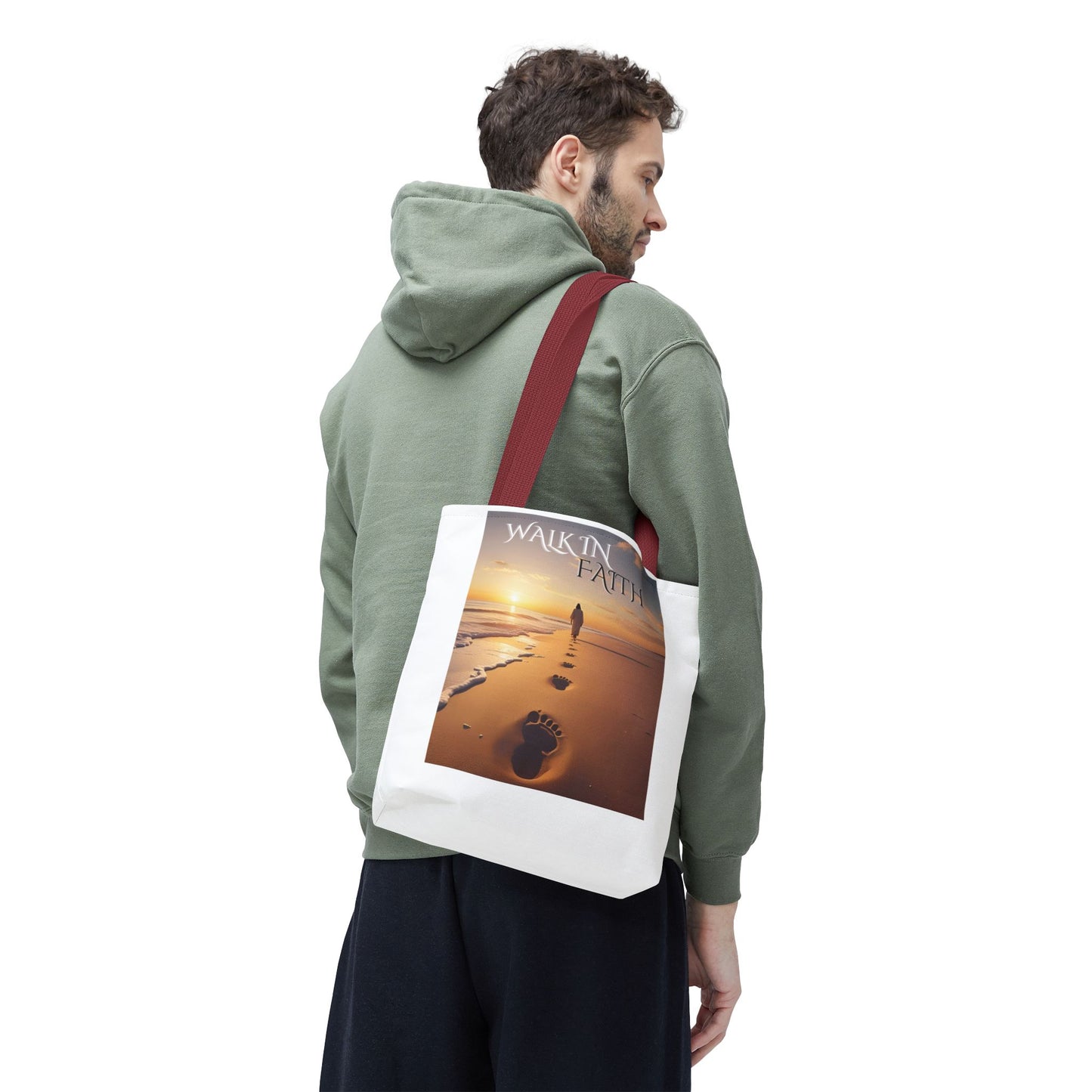 Inspirational Tote Bag with 'Walk in Faith' Design - Motivational Gift, Beach Bag, Travel Tote, Faith-Inspired Accessory, Spiritual Shopper
