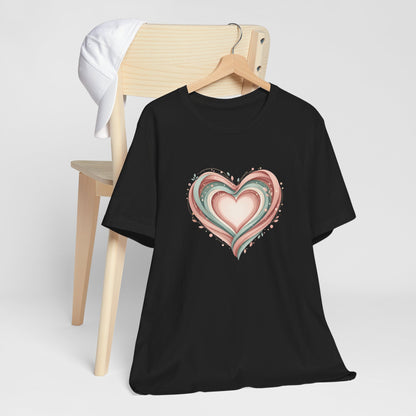Heart Swirl Tee — Pastel Abstract Heart Graphic T-Shirt for Valentine’s & Everyday
