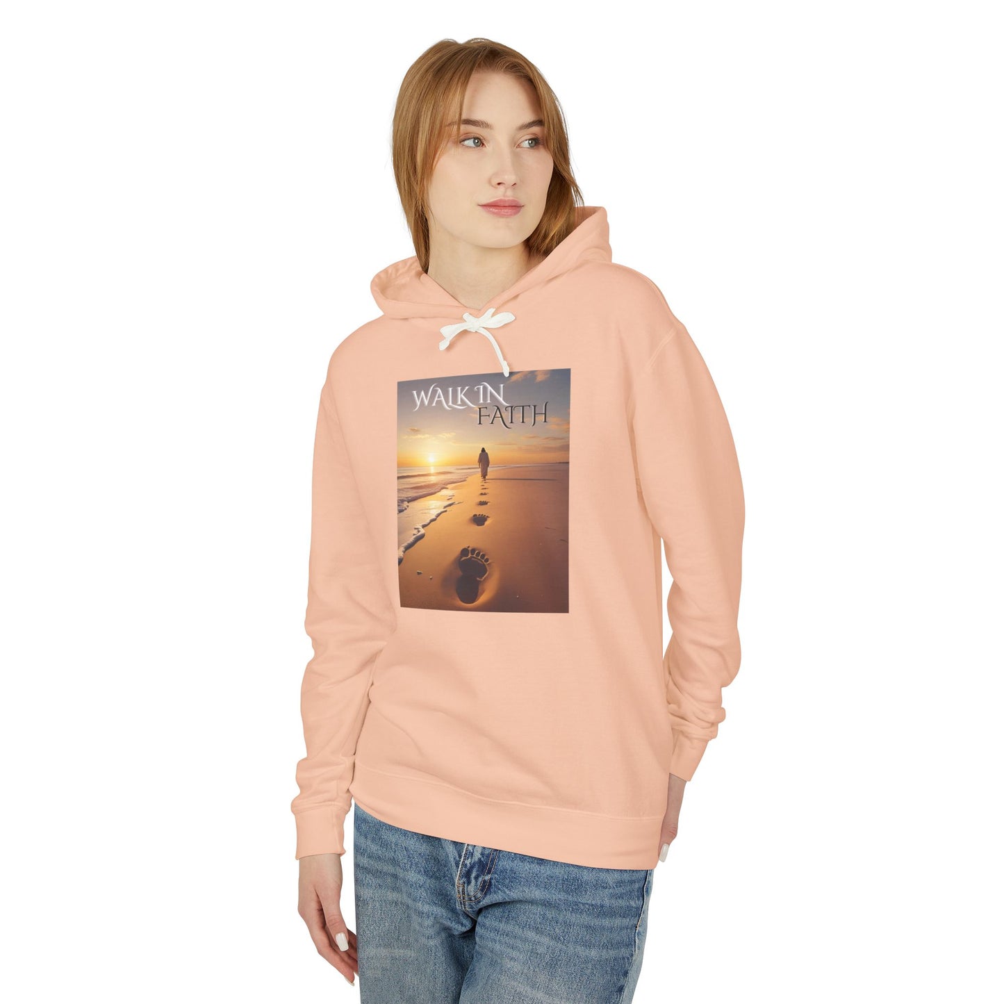 Unisex Lightweight Hooded Sweatshirt - "Walk in Faith" Inspirational Apparel, Gift for Friends, Motivational Hoodie, Spiritual Wear, [...]